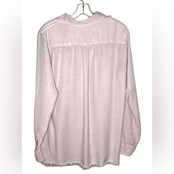 ZARA Women’s button down shirt with frayed hem. Pink size L E-11 - Picture 3 of 5